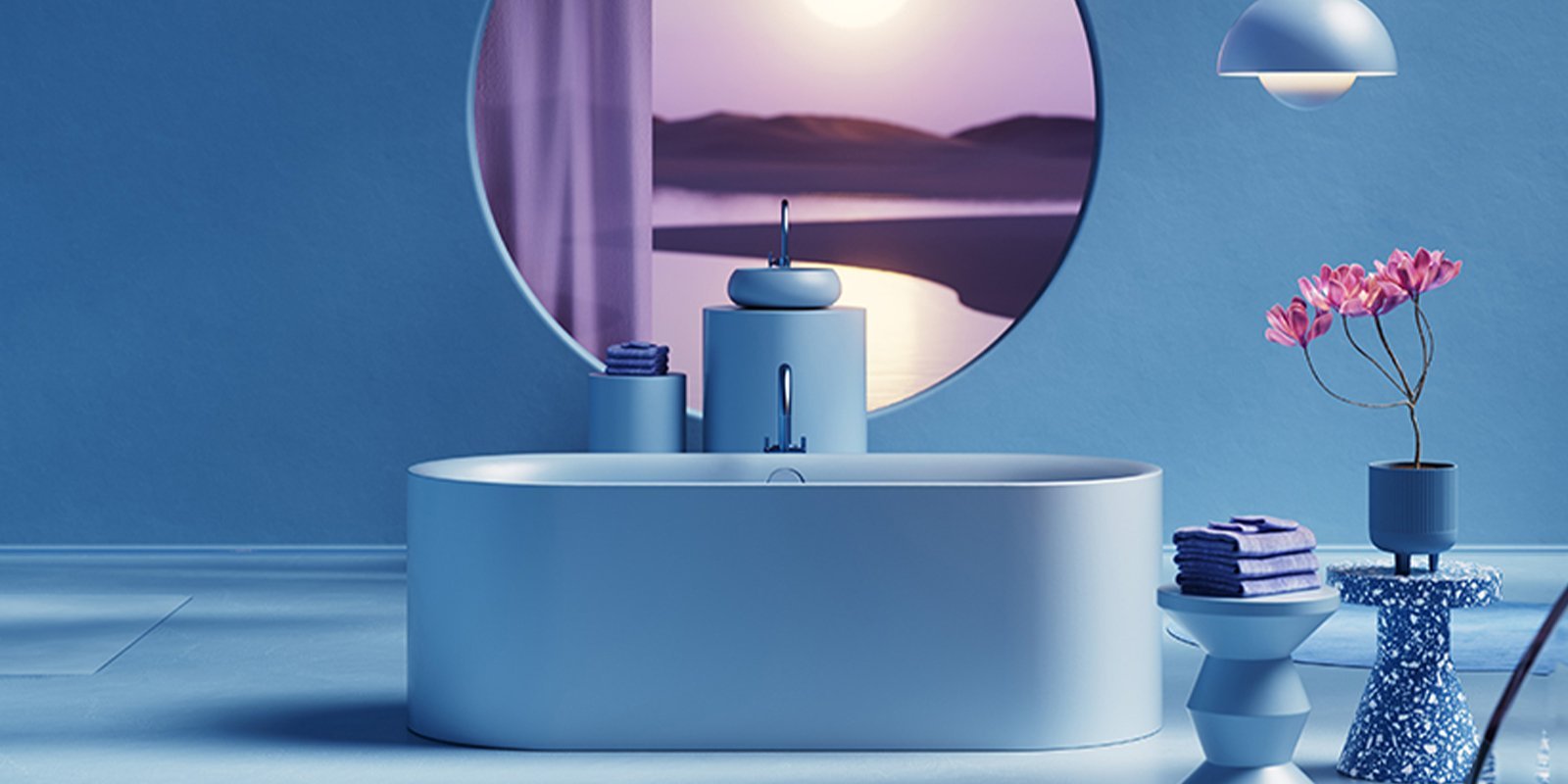 Eine freistehende Badewanne